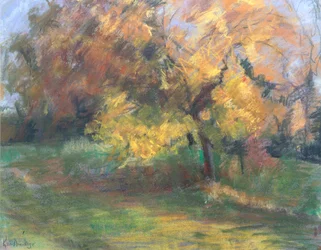 Podzim v May Banks, Sussex, 2000 (pastel na papíře)