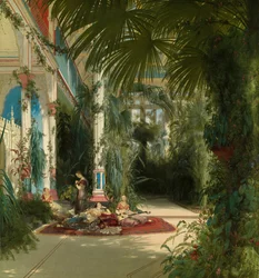 Interiér Palm House na Pfaueninsel poblíž Postupimi, 1834.