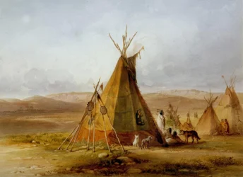 Tábor Assiniboin / Tipi / Karl Bodmer