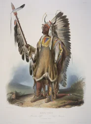 Mato-Tope, náčelník Mandanů, rytý J. Hurlimanem, vydáno v roce 1839