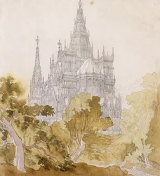 Gotická katedrála poblíž Bauman; Gotická katedrála za stromy, 1814-15