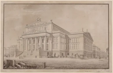 Berlín. Schauspielhaus na Gendarmenmarktu. Perspektivní pohled