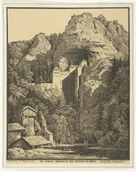 Hrad Prediama mezi skalami Hrad Prediama v Crein XII Stund von Triest (název na objektu)