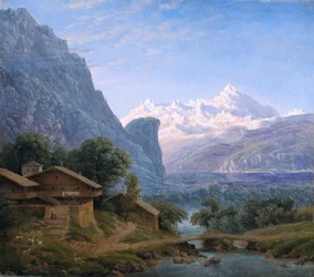Pohled na Mont Blanc - Karl Friedrich Schinkel (1781-1841). Olej na plátně