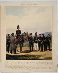 Infanterie du corps de Grenadiers - Pěchota ruského císařského granátnického sboru - Piratsky, Karl Karlovich (1813-1889) - 1867 - Barevná litografie - 56x45 - Soukromá sbírka