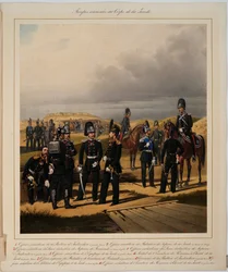 Pomocné oddíly gardového sboru (Sappers) - Průkopníci císařského gardového sboru - Piratsky, Karl Karlovich (1813-1889) - 1867 - Barevná litografie - 56x45 - Soukromá sbírka