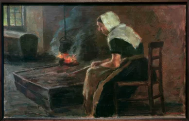 Žena u otevřeného ohniště