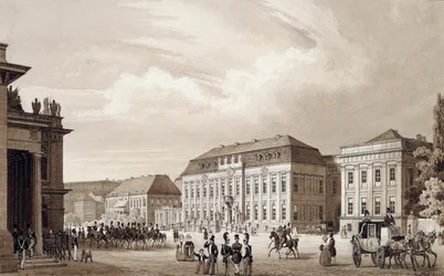 Unter Den Linden, Berlín, cca 1840 (akvarel)