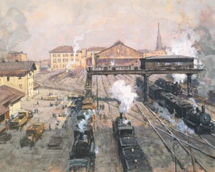 Vídeňské nádraží (akvarel)