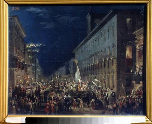 Politická manifestace v Římě (Political manifestation in Rome) - Obraz Karla Pavloviče Briullova (Briullov) (1799-1852) - Olej na plátně, 37 x 46 cm