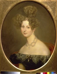 Portrét princezny Frederique Charlotte Marie Württemberské (1807-1873), velkovévodkyně Helene Ruska. (Portrét Friederike Charlotte Marie z Württemberska, velkovévodkyně Pavlovny z Ruska). Obraz Karla Pavloviče Briullova (Bryullov) (179