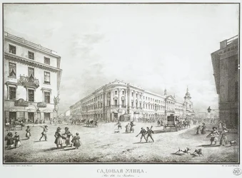 Pohled na Sadovaya Street v Petrohradu, polovina 19. století