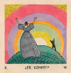 Přichází, kolem roku 1921 (kvaš na papíře)
