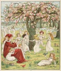 Jak byly jejich děti ukradeny, z The Krysař z Hamelnu, hospoda. 1888 (barevné lito)