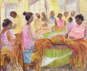 Továrna na doutníky, Havana (olej a pastel na plátně)