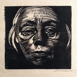 autoportrét celé tváře; Autoportrét zepředu, 1923
