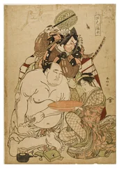 Edo Triptych, kolem 1743-1812 (dřevěný blok na papíře)