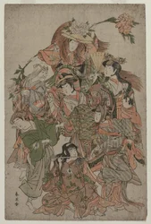 Iwai Hanshiro IV v tanci sedmi proměn, c. 1793 nebo 1794.