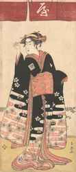 Herec Ichikawa Monosuke II v neidentifikované ženské roli, ca. 1789.