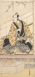 Herec Matsumoto Koshiro IV sedící ve venkovní místnosti, 1789.