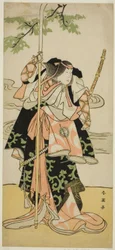 Herec Segawa Kikunojo III jako paní Tomoe (Tomoe Gozen) ve hře Yasa Gumbai Miyako no Jindori, která se hrála v divadle Miyako v jedenáctém měsíci roku 1793.