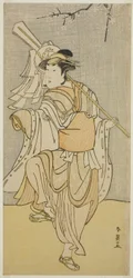 Herec Segawa Kikunojo III jako Osaku ve hře Sayo no Nakayama Hiiki no Tsurigane, hrané v divadle Nakamura v jedenáctém měsíci roku 1790