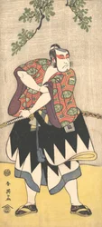 Druhý Ichikawa Monnosuke jako muž oblečený v kimonu, ca. 1793.