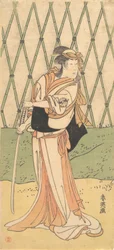 Třetí Segawa Kikunojo jako žena stojící na silnici, ca. 1788.