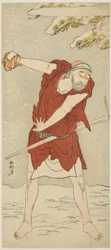Herec Onoe Matsusuke I jako mendikantský mnich ve filmu Kurtizána: Kerria Roses at Ide" ("Keisei Ide no yamabuki")