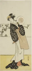 Herec Osagawa Tsuneyo II, pravděpodobně jako Misao Gozen, ve hře Chiyo no Hajime Ondo no Seto (Počátky věčnosti: Úžina Ondo ve vnitrozemském moři Seto) (), uváděné v divadle Kiri od dvacátého sedmého dne sedmého měsíce roku 1785.