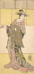 Herec Segawa Line Tomisaburo jako kurtizána, ca. 1790.