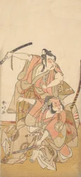 Herec Ichikawa Yaozo II v roli Soga no Goro, ca. 1772.