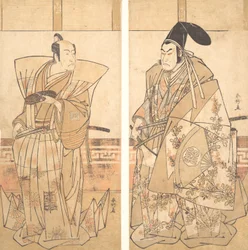 Dva herci oblečeni ve slavnostních kostýmech, ca. 1787.