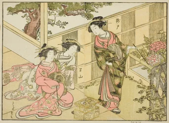 Kurtizány Chojiya, z knihy "Srovnání krás zelených domů: zrcadlo jejich forem (Seiro bijin awase sugata kagami)", sv. 1