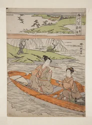 Sestupné husy u Suzaki (Suzaki rakugan) (barevný dřevořez)