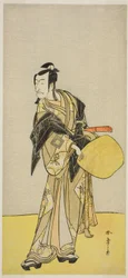 Herec Ichikawa Danjuro V jako Kakogawa Honzo ze hry „Kanadehon Chushin Nagori no Kura“ hrál v divadle Nakamura v devátém měsíci roku 1780