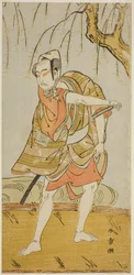 Ichikawa Yaozo II jako Hiranoya Tokubei (?) ve hře Wada Sakamori Eiga Kagami (?)