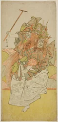 Herec Ichimura Uzaemon IX jako vtělení Dračího krále ve hře Saki Masuya Ume on Kachidoki, uvedené v divadle Ichimura v jedenáctém měsíci roku 1778