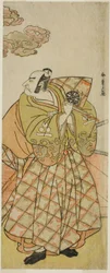 Herec Nakamura Nakazo I jako Watanabe no Tsuna ve hře Shitenno Tonoi no Kisewata, hrál v divadle Nakamura v jedenáctém měsíci, 1781