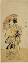 Herec Nakamura Tomijuro I jako liška z hory Ubagadake ve hře Chigo Torii Tobiiri Kitsune, uvedené v divadle Ichimura v jedenáctém měsíci, 1777