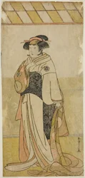 Yamashita Kinsaku II jako Lady Manko (Manko Gozen) ve hře Hatsumombi Kuruwa Soga, uvedené v divadle Nakamura v prvním měsíci,