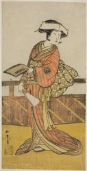 Yamashita Kinsaku II jako Oishi (?) ve hře Kanadehon Chushin Nagori no Kura (?), uvedené v divadle Nakamora v devátém měsíci, 1780 (?)
