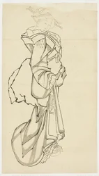 Chodící kurtizána (studium), kolem 1815-1849 (inkoust na papíře