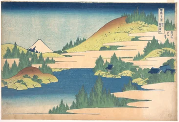 36 vues du Mont Fuji, Japonsko: vue du lac Hakone, provincie Sagani, Japonsko - Estampe de Katsushika Hokusai (1760-1849) (ecole ukiyo-e) 1830-1833 Státní Puškinovo muzeum výtvarných umění, Moskva