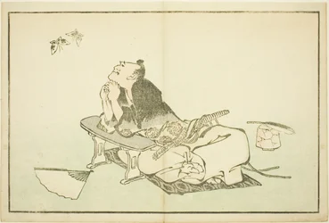 Filozof sledující pár motýlů z Obrázkové knihy realistických obrazů Hokusai (Hokusai shashin gafu)