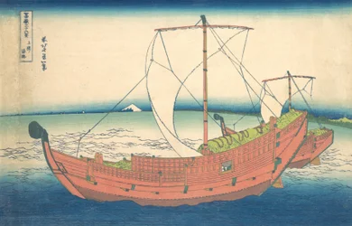 U moře u Kazusa Kazusa no kairo, ze série Třicet šest pohledů na horu Fuji..., ca. 1830-32.