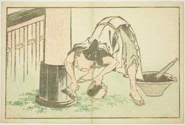 Řemeslník pracující na chrámu z Obrázkové knihy realistických obrazů Hokusai (Hokusai shashin gafu)