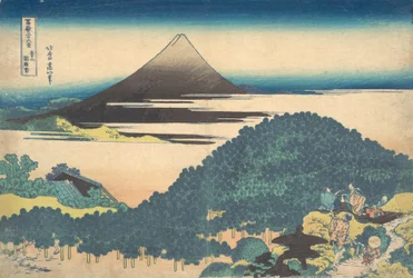 Cushion Pine at Aoyama Aoyama enza no matsu, ze série Třicet šest pohledů na ..., ca. 1830-32.