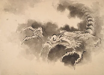 Drak vycházející z mraků, období Edo, 19. století.
