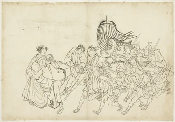 Hasiči pochodují na svůj festival, 1615-1868 (inkoust na papíře)
